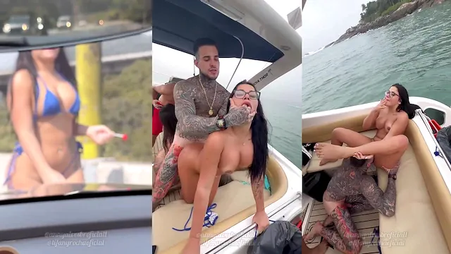Anny Alves fazendo orgia com três machos na lancha