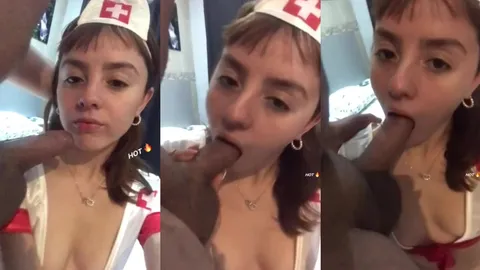 Enfermeira novinha chupando até se engasgar
