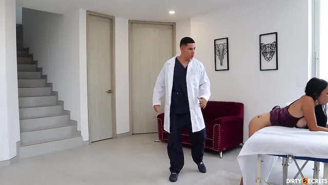 Doctor fucking young patient with the help of young janitor