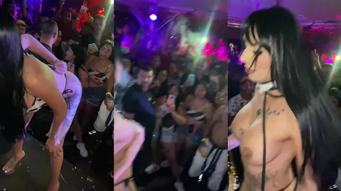 Whore dancing swaying naked at the funk dance