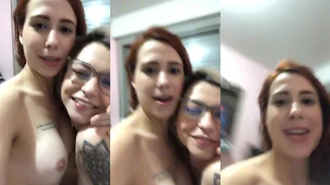 Redhead live with her friend showing everything