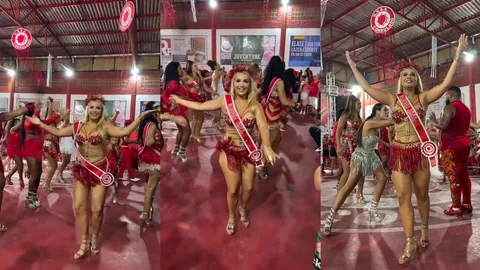 Sarah Estanislau dançando na escola de samba