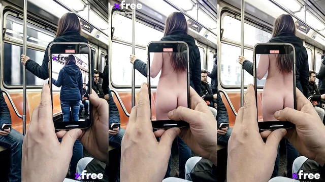Gostosa pelada no metrô com app nude vazado