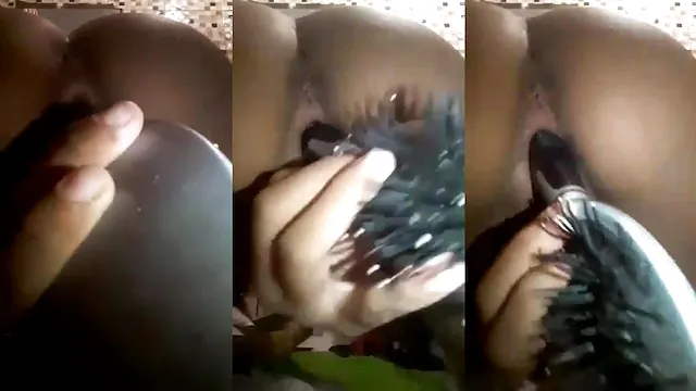 Essa morena safada não cansa de socar a escova na bucetinha