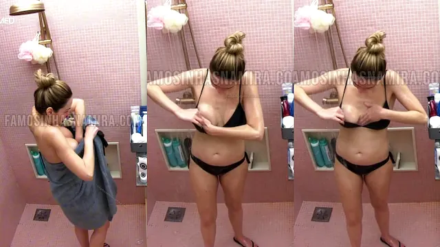 Ana Paula peituda pelada no banho BBB