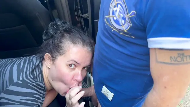 Horny MILF Attacks Bruno Diferente Roadside for Dick Sucking