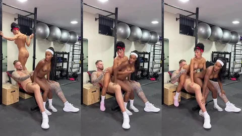 Amigas safadas revezando no pauzudo da academia