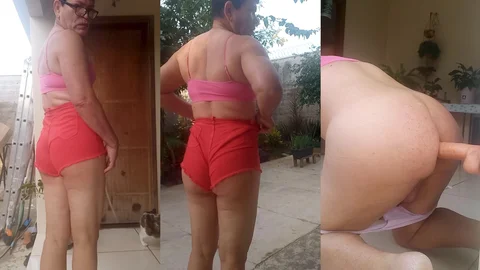 Thick Brazilian Teases Pussy in Tiny Short Shorts