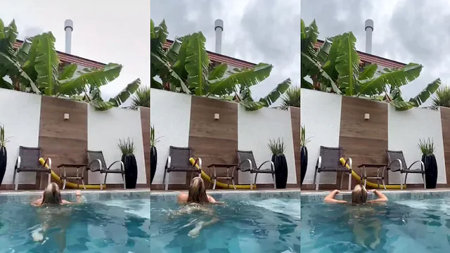 Sarah estanislau nua na piscina