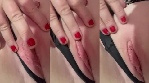 Pale Brunette With Pink Pussy Strokes Her Wet Hole