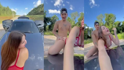 Ana safada fudendo no capô do carro
