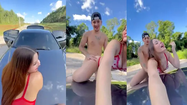 Ana safada fudendo no capô do carro