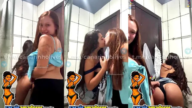 amigas brincando no banheiro