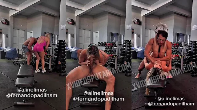 Gostosa Aline fudendo com personal na academia