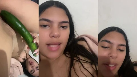 Horny Amateur Fucks Herself With Cucumber On Live Cam