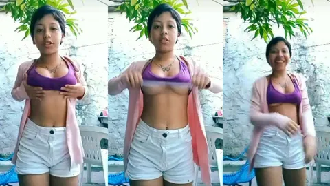 Young lesbian showing off her hard little tits
