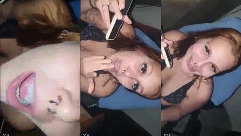 ESPOSA VADIA TOMANDO TODO LEITINHO DO VIZINHO ENQUANTO FALA COM O MARIDO NA CHAMADA