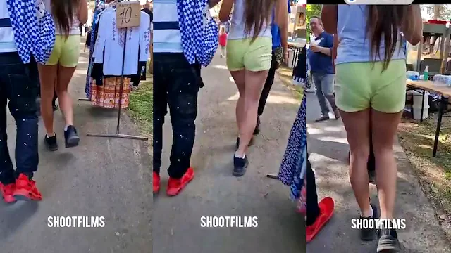 Ninfetinha de shortinhos entando na bundinha