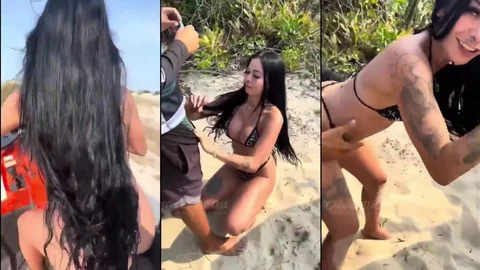 xGisa mamando e dando de quatro durante trilha nas areias da praia