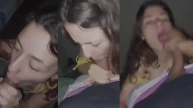 Branquinha linda bebendo porra quente