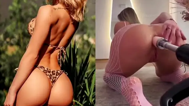 Loira fazendo anal na máquina