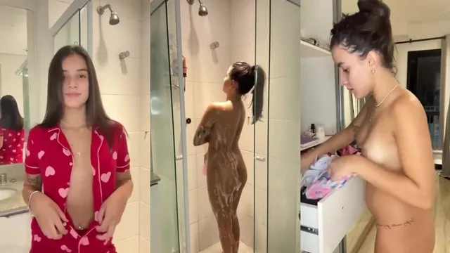 Novinha gostosa filmando banho mostrando buceta