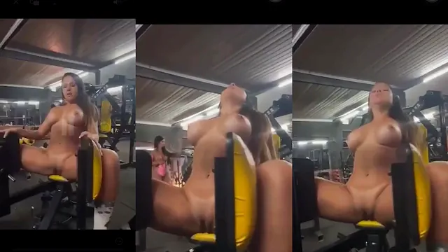 Musa fitness peituda malhando nua na academia