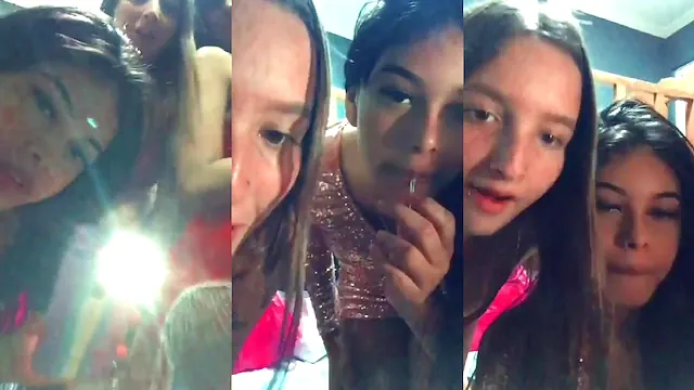 Novinhas em live se exibindo depois da festa