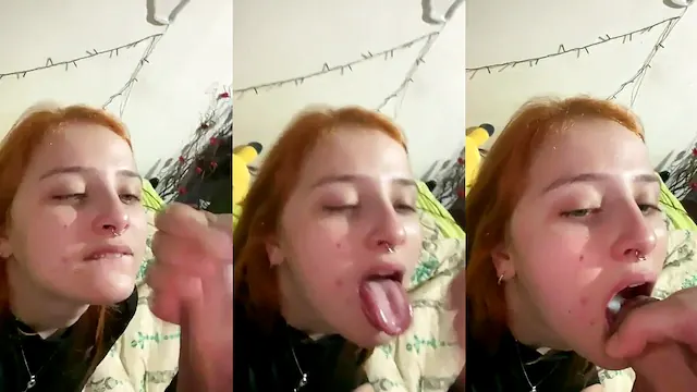 Ruiva gulosa adora beber leitinho quente