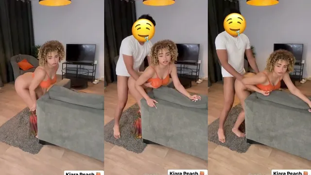 Latina cacheada rabuda levando de quatro na sala