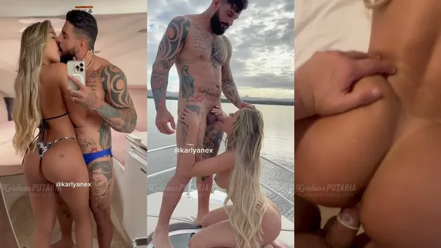 Na lancha, loira do job chupando e depois dando de quatro