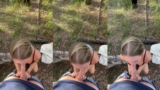 Amateur Blonde Gives Sloppy Outdoor Blowjob on Camera
