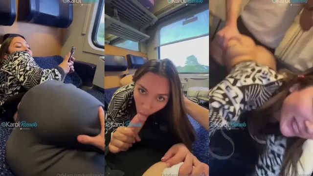 Ela ficou de joelhos no trem enquanto ele pegava por trás