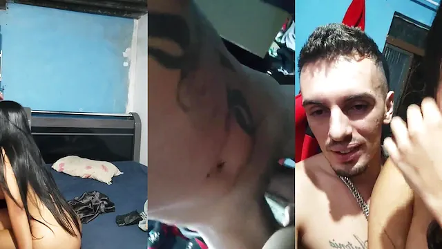 Peituda morena dando pro amigo em live