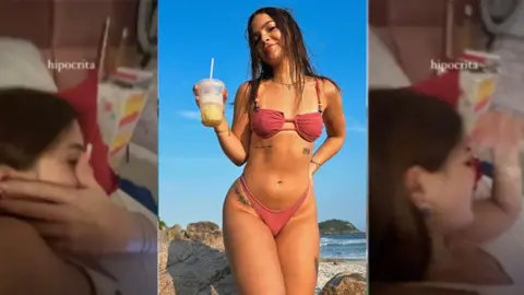 Mel Maia pagando peitinho em stories