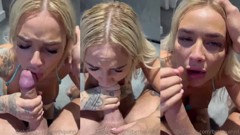 Blonde show off from OnlyFans giving a blowjob