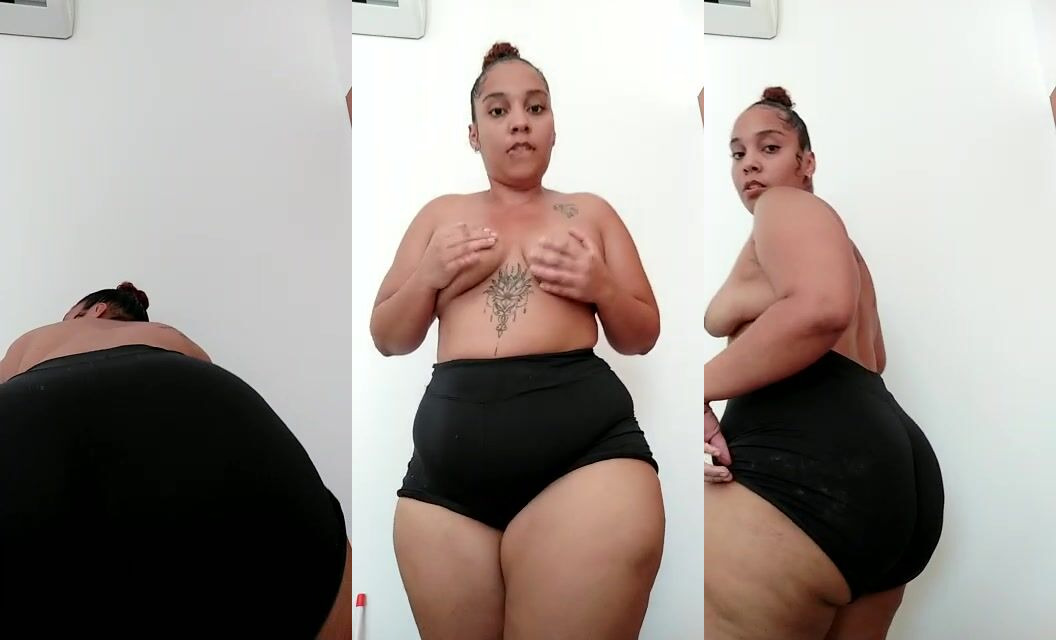 Big-assed mulatto: with shots stuck in her ass, dancing for me