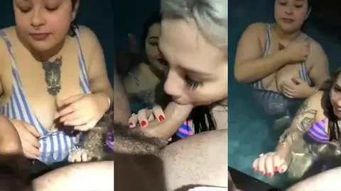 Duas Brasileiras Safadas Fazendo Boquete na Piscina